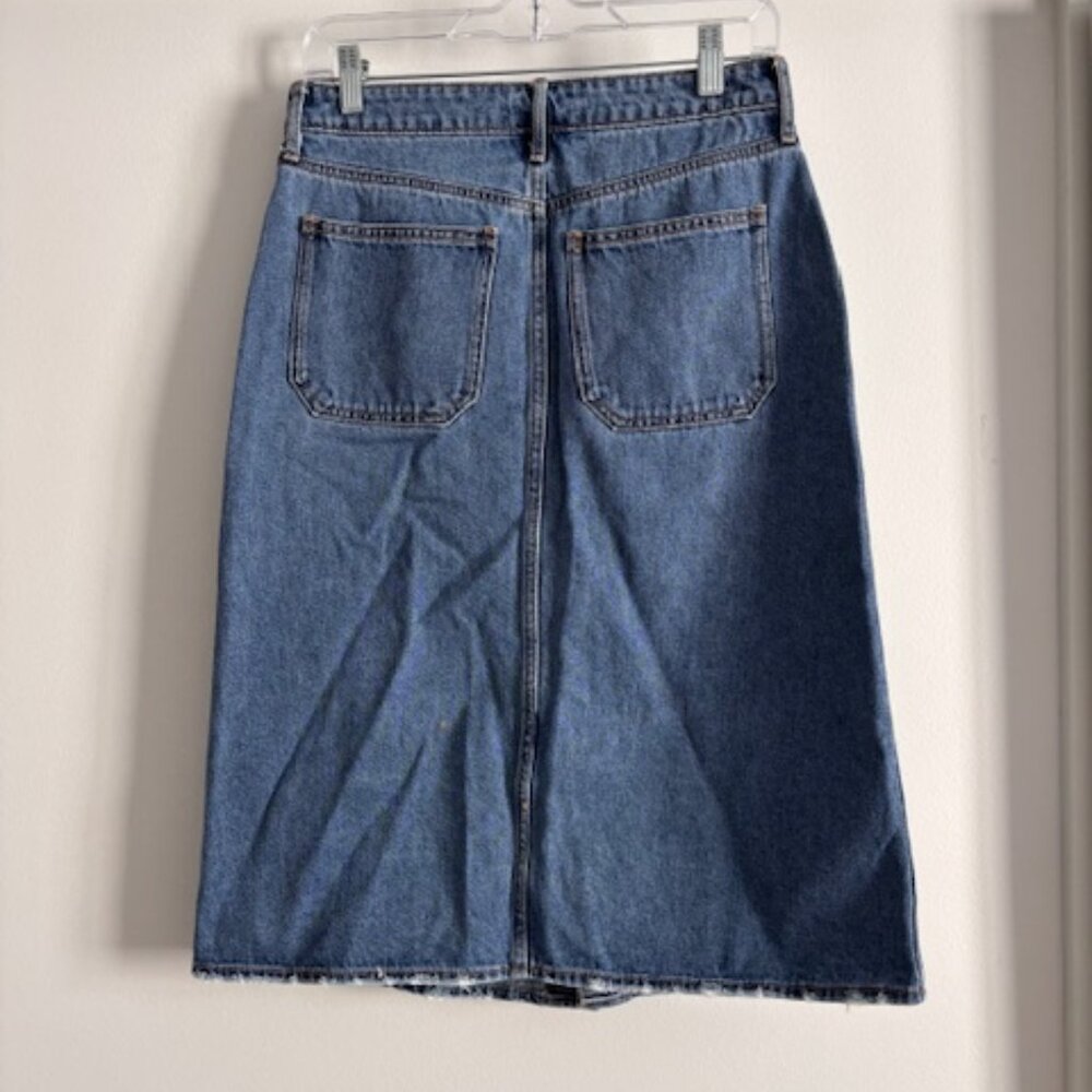 Mid-Rise Button Down Front Midi Denim Jean Skirt size 6 - Picture 5 of 7